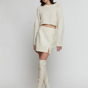 OAK+FORT cream leather mini skirt.